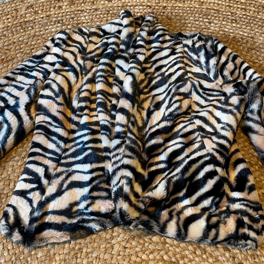 Tiger striped faux fur jacket
